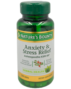 Nature's Bounty Anxiety and Stress Relief- Ashwagandha KSM 66 Tablets - 50 Ct