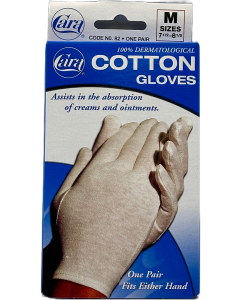 Cara - 100% Dermatological Cotton Gloves - M Size - One Pair