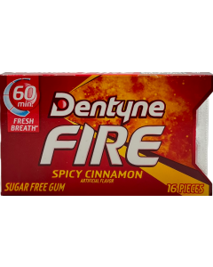 Dentyne Fire - Spicy Cinnamon Flavor - Sugar Free Gum - 16 Pieces