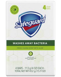 Safeguard - Micellar Deep Cleansing Bar Soap - Fresh Clean Scent with Aloe - 4 Bars
