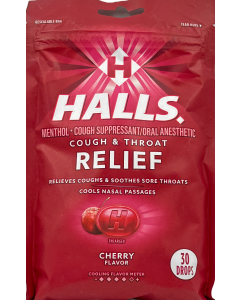 Halls - Cough & Throat Relief - Cherry Flavor - 30 Drops