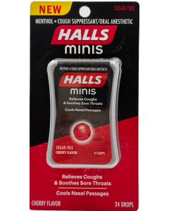 Halls Minis - Sugar Free - Cherry Flavor - 24 Drops