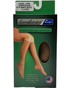 LovingComfort Legs - Fashion Knee High Stockings - X-Large - Beige