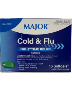 Major Cold & Flu Nighttime Relief - 16 Softgels