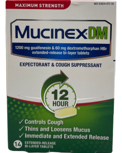 Mucinex DM - Expectorant & Cough Suppressant ER Tablets - 14 Ct