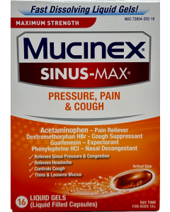 Mucinex Sinus Max - Pressure, Pain & Cough - 16 Liquid Gels