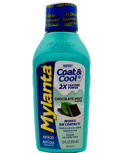 Mylanta - Coat & Cool Antacid + Anti-Gas Liquid - Chocolate Mint - 12 FL OZ