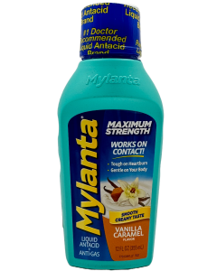 Mylanta - Maximum Strength Liquid Antacid + Anti-Gas - Vanilla Caramel - 12 FL OZ