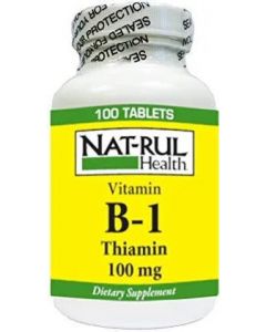 Nat-Rul Health Vitamin B-1 100mg Tablets - 100 Ct
