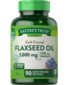 Nature's Truth Cold Pressed Flaxseed Oil 3000 mg - 90 Quick Release Softgels 