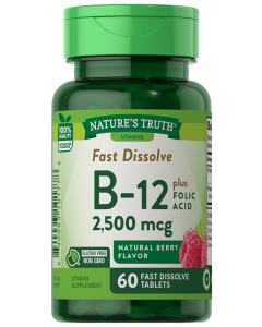 Nature's Truth Fast Dissolve B-12 plus Folic Acid 2,500 mcg Natural Berry Flavor - 60 Tablets