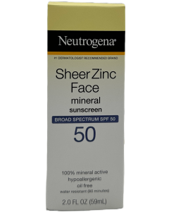 Neutrogena Sheer Zinc Face Mineral Sunscreen - SPF 50 - 2 FL OZ