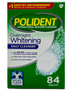 Polident Overnight Whitening Daily Denture Cleanser Tablets - 84 Ct