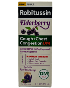 Robitussin Elderberry Syrup - Cough + Chest Congestion DM - Non Drowsy - 4 FL OZ