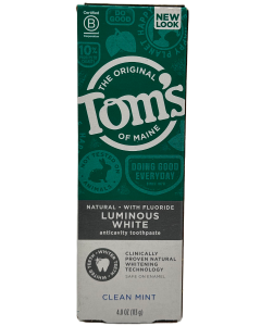 Tom's Luminous White Anticavity Toothpaste - Clear Mint - 4 OZ