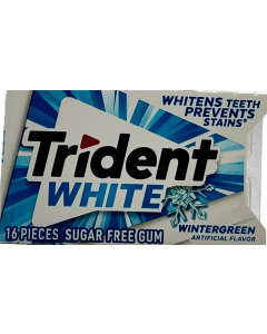 Trident White - Wintergreen Flavor - Sugar Free Gum - 16 Pieces