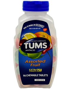 Tums - Extra Strength Antacid - Assorted Fruits Chewable Tablets - 96 Ct