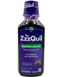 Vicks ZzzQuil Nighttime Sleep-Aid Liquid - Warming Berry Flavor - 12 FL OZ