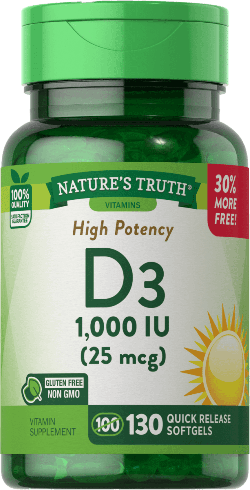 Nature's Truth D3 1000 IU (25 mcg) - 130 Quick Release Softgels